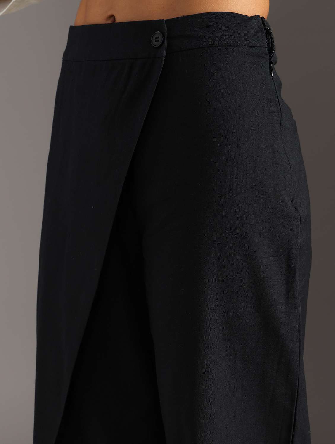 women solid mid rise wide leg trouser - 21718435 -  Standard Image - 2