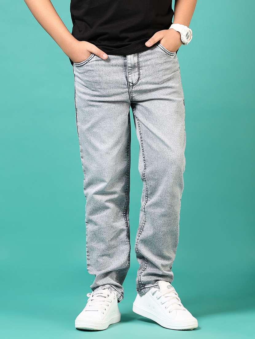boys grey mid rise straight fit jeans