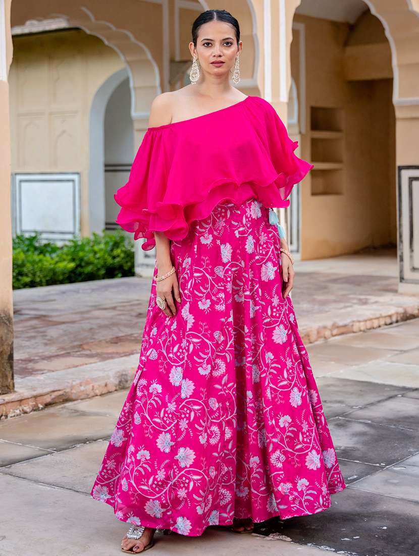 women floral printed skirt & top set