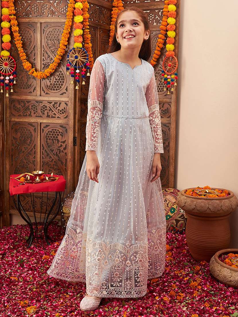 women embroidered long sleeve party gown - 21718533 -  Standard Image - 2