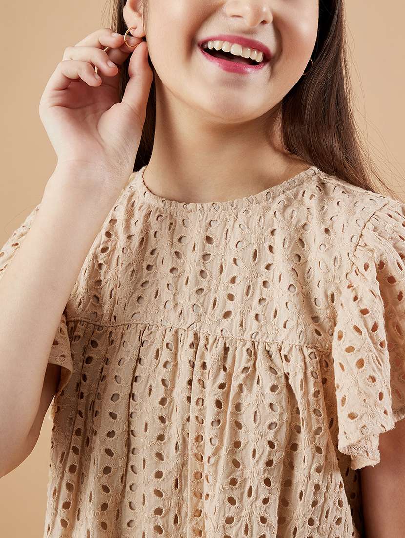 girls solid flute sleeves tiered dress - 21718561 - Standard Image - 7