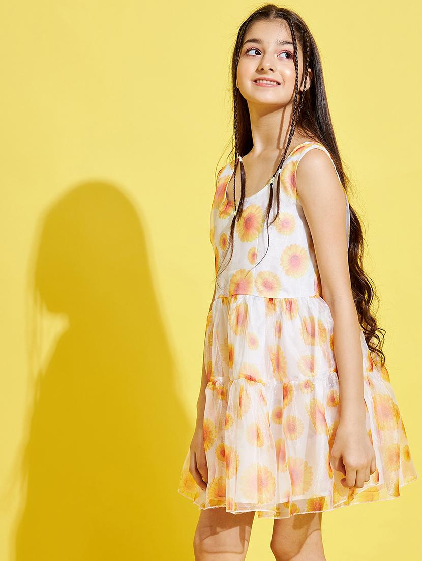 girls floral printed sleeveless tiered dress - 21718619 - Standard Image - 2