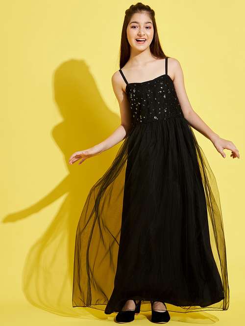 girls embroidered shoulder strap gown  - 21718630 -  Standard Image - 0