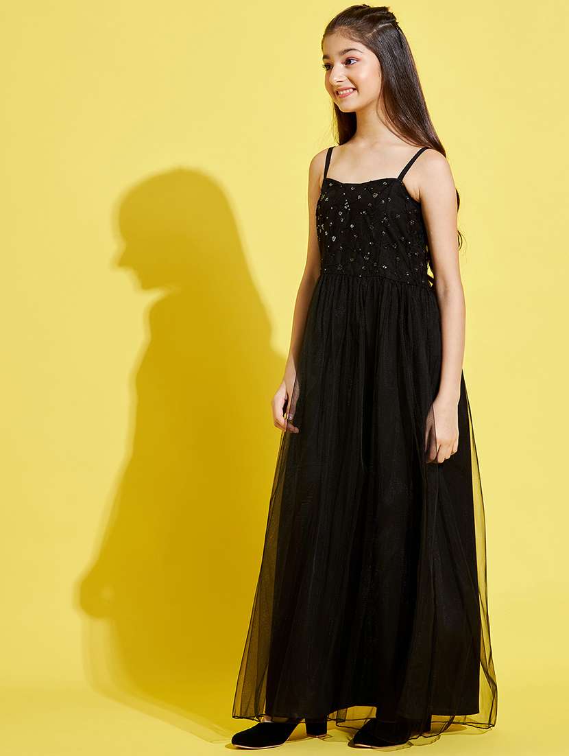 girls embroidered shoulder strap gown  - 21718630 -  Standard Image - 2