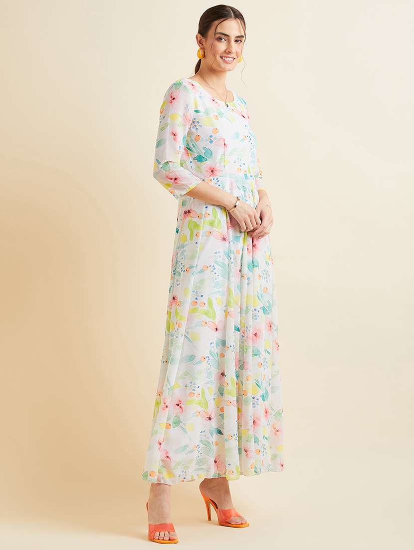 women floral print round neck fit & flare dress - 21718691 - Standard Image - 2