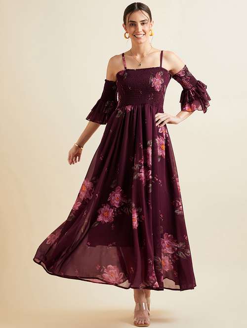 women floral print bell sleeves fit & flare dress - 21718697 -  Standard Image - 0