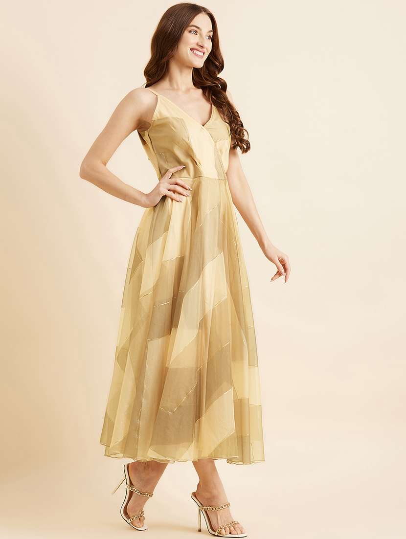 women printed shoulder strap fit & flare dress - 21718698 - Standard Image - 2