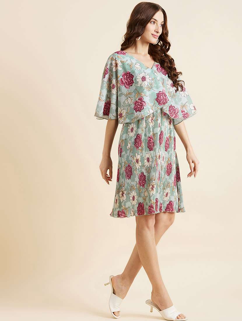 women floral print v-neck a-line dress - 21718702 -  Standard Image - 2