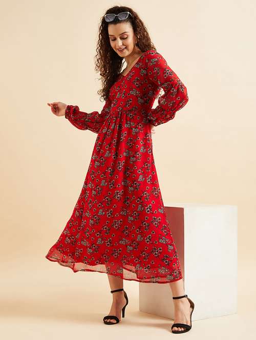 women floral print backless fit & flare dress - 21718707 - Standard Image - 0