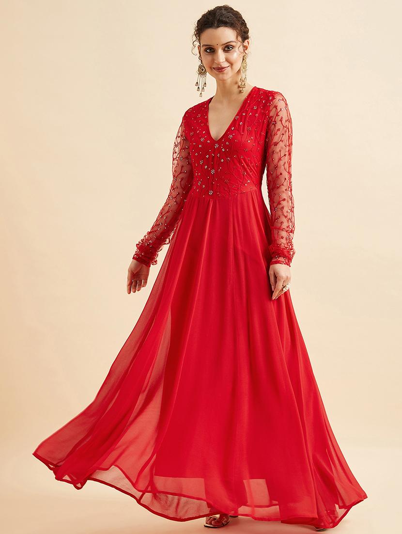 women embroidered long sleeves backless dress - 21718710 -  Zoom Image - 0