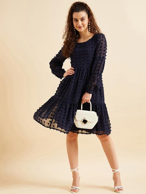 women self designed puff sleeves tiered dress - 21718711 - Standard Image - 0