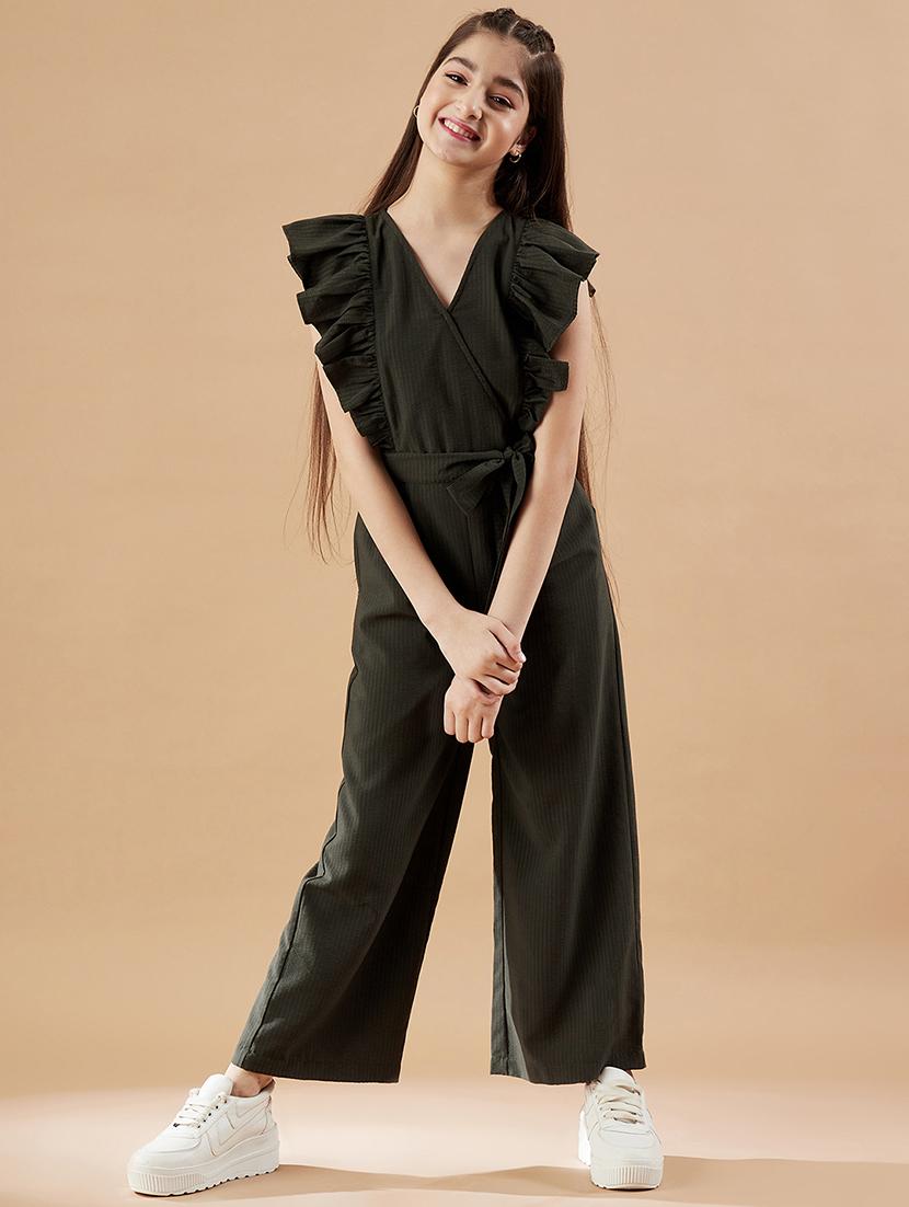 girls solid full length jumpsuit - 21718771 - Zoom Image - 0