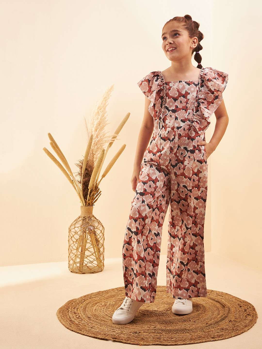 girls printed full length jumpsuit 
