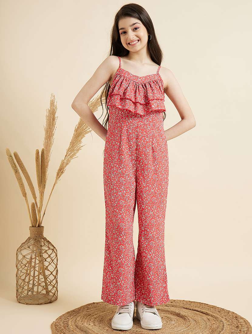 girls printed full length jumpsuit 