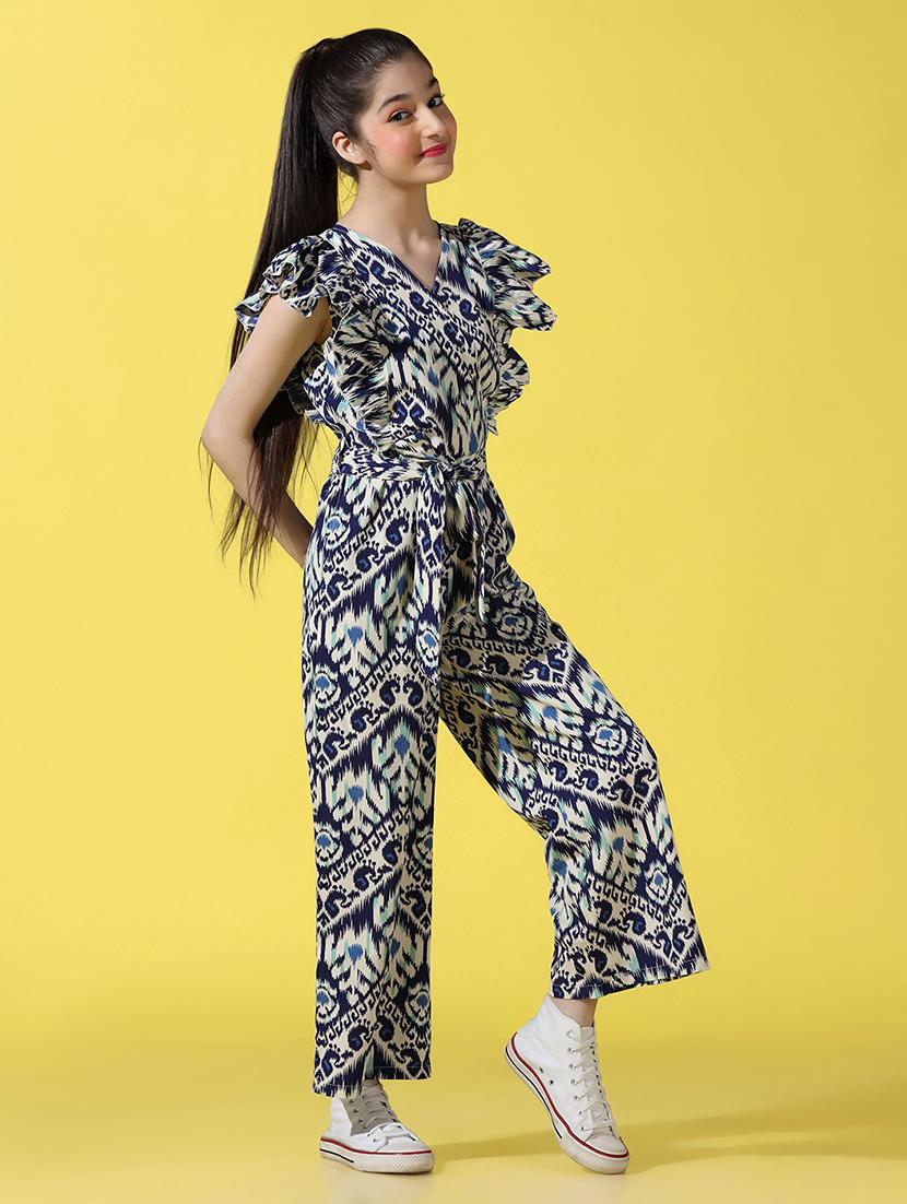 girls printed full length jumpsuit - 21718786 - Standard Image - 2
