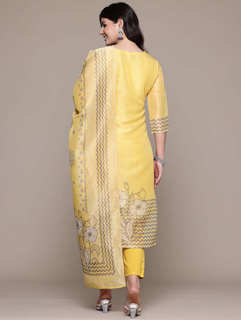 women three quarter sleeve kurta pant with dupatta set - 21719638 -  Standard Image - 2