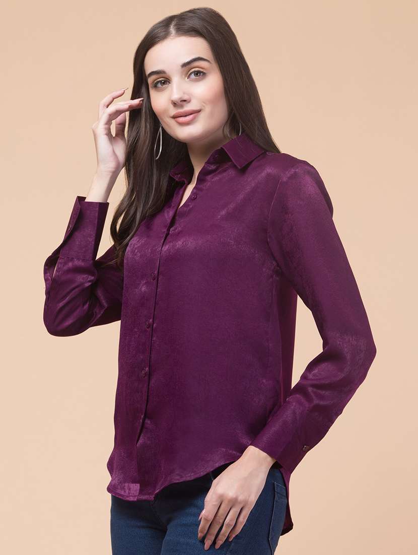 Women Solid Collared Regular Shirt - 21719704 -  Standard Image - 2