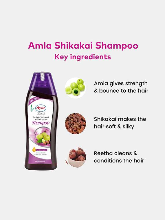 ayur herbals amla & shikakai shampoo with reetha conditoner i dandruff ,hair fall & greying i unisex, pack of 1-500ml - 21719709 -  Standard Image - 2