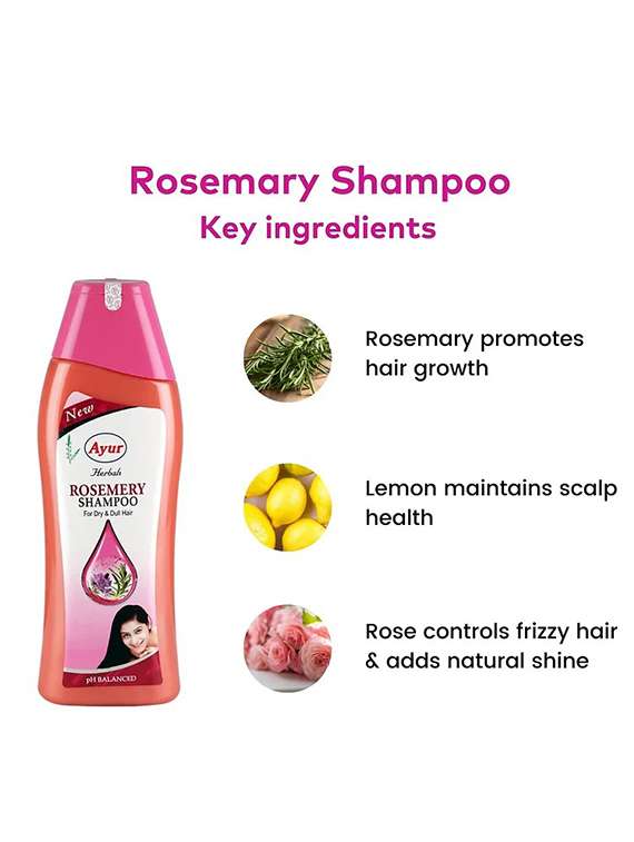 ayur herbals rosemery shampoo with rose, lemon & aloevera i for healthy & shiny hair i best suited for dry & dull hair i 500ml - 21719715 -  Standard Image - 2