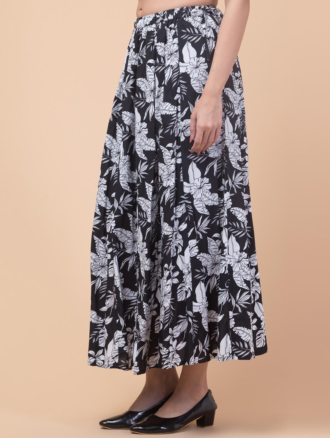women printed mid rise flared long skirt - 21719718 - Standard Image - 2