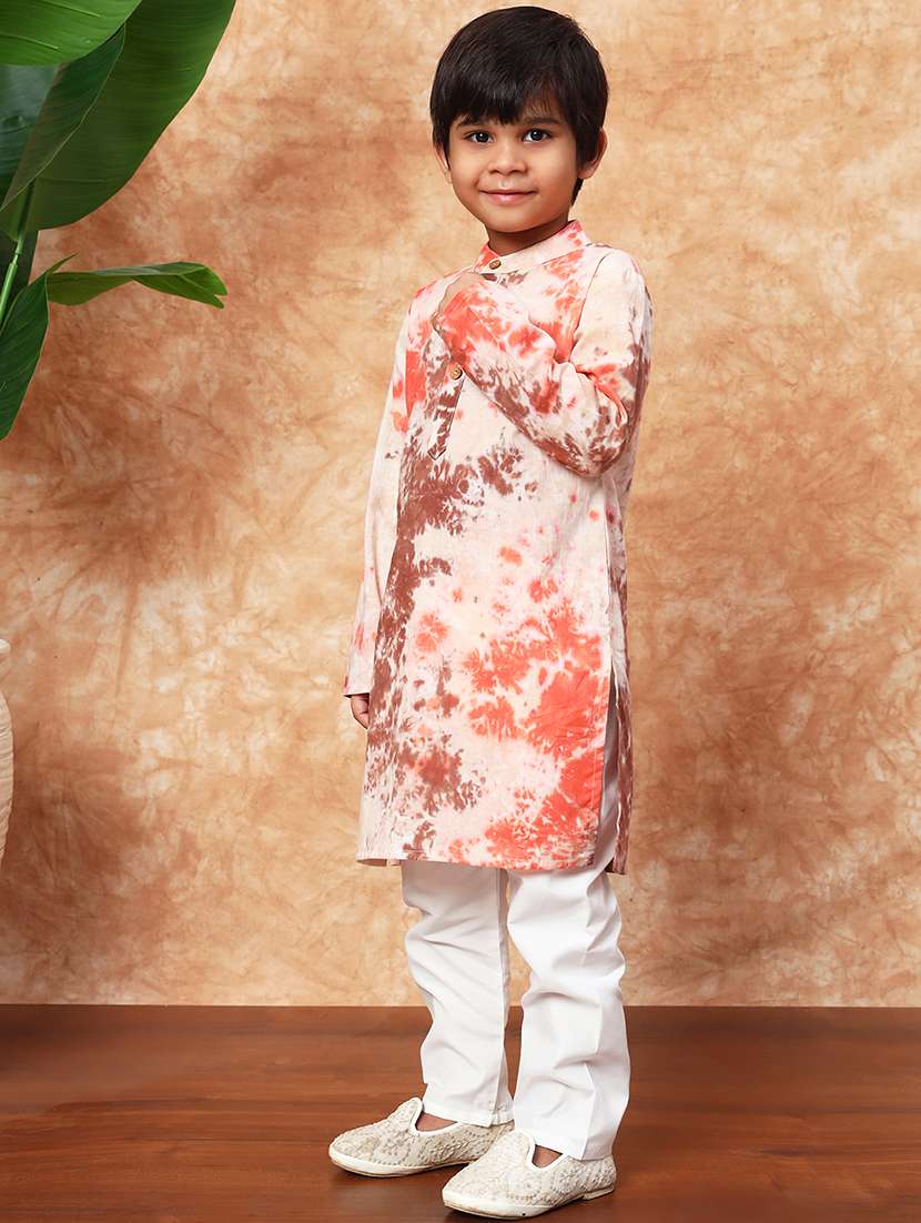 boys mandarin neck printed kurta pyjama set  - 21719819 -  Standard Image - 2