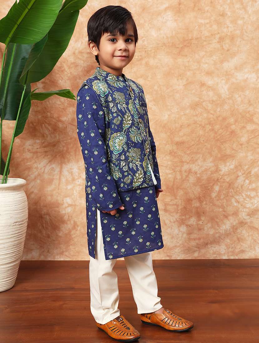 boys printed kurta pajama with jacket - 21719823 -  Standard Image - 2