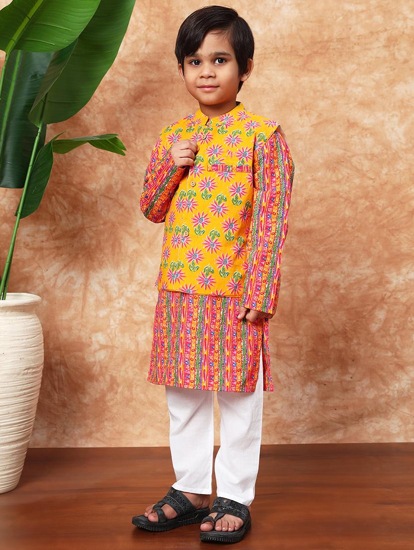 boys printed kurta pajama with jacket - 21719824 - Standard Image - 2