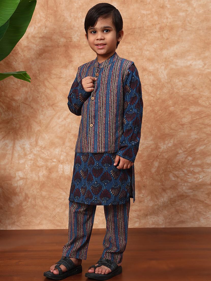 boys printed kurta pajama with jacket - 21719826 - Standard Image - 2