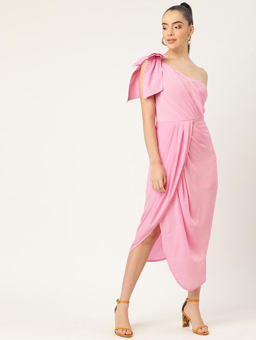 women solid single shoulder sheath dress - 21719834 - Standard Image - 0