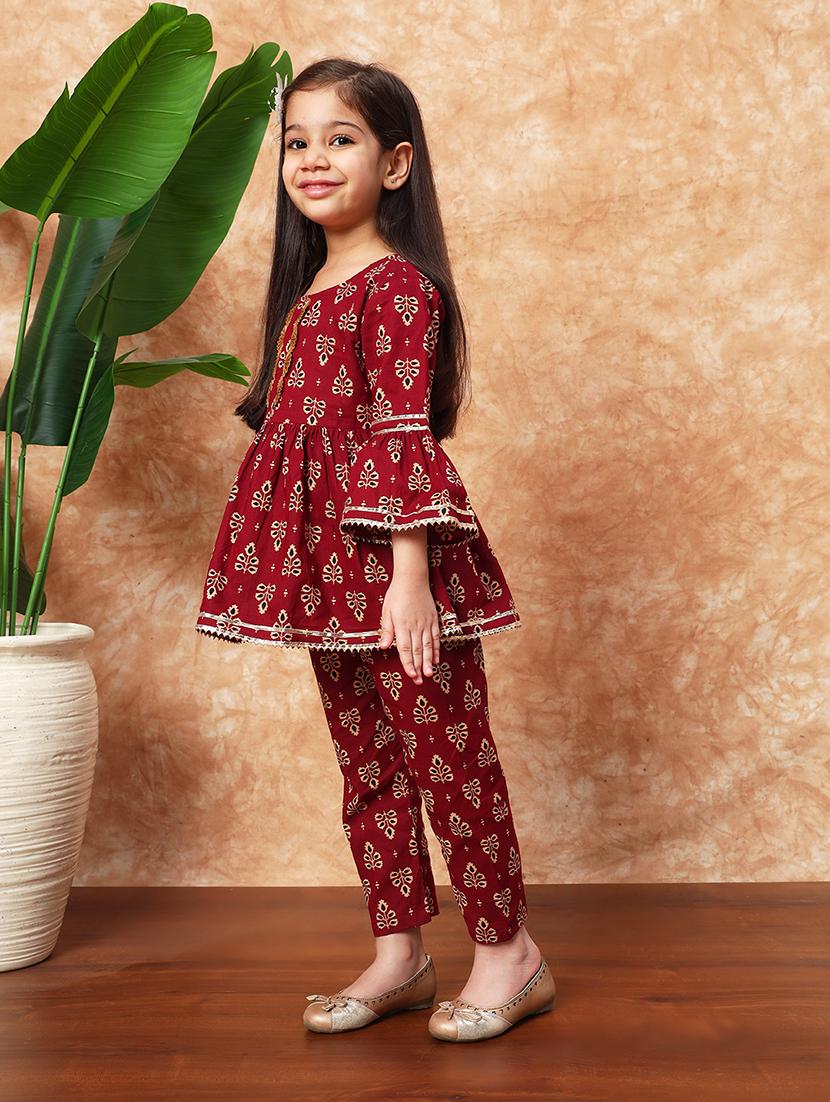 girls printed kurta pant set - 21719856 - Standard Image - 2