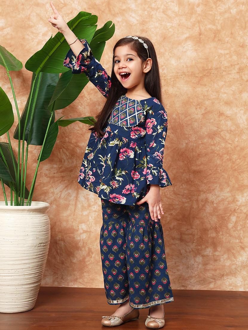girls floral printed kurta sharara set - 21719862 - Standard Image - 2
