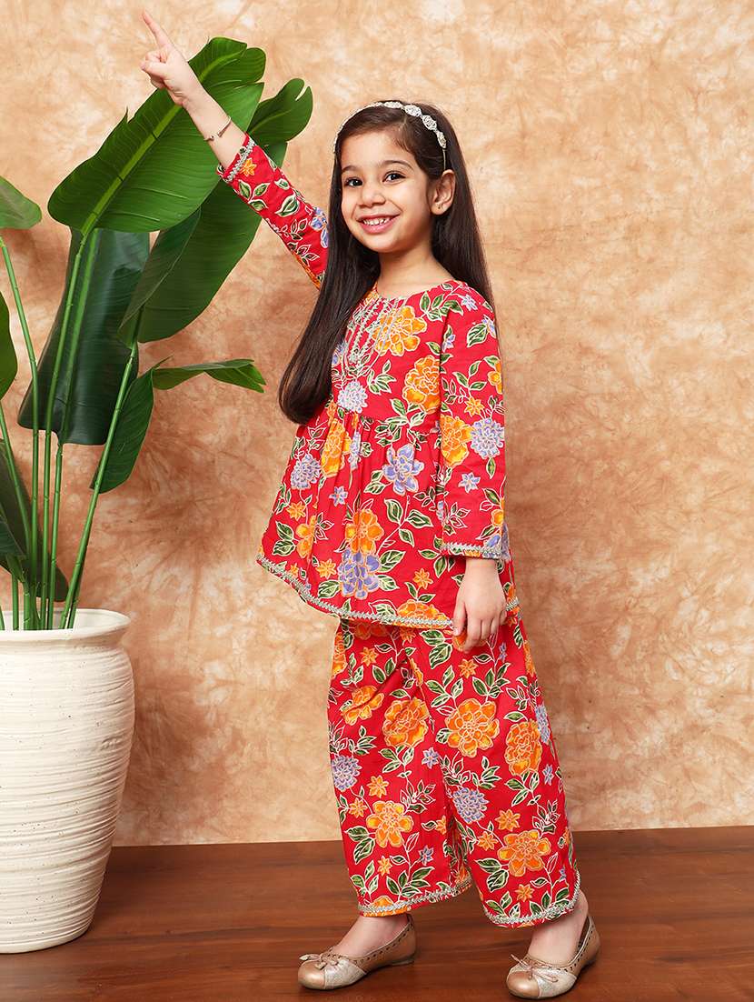 girls floral printed kurta sharara set  - 21719869 -  Standard Image - 2