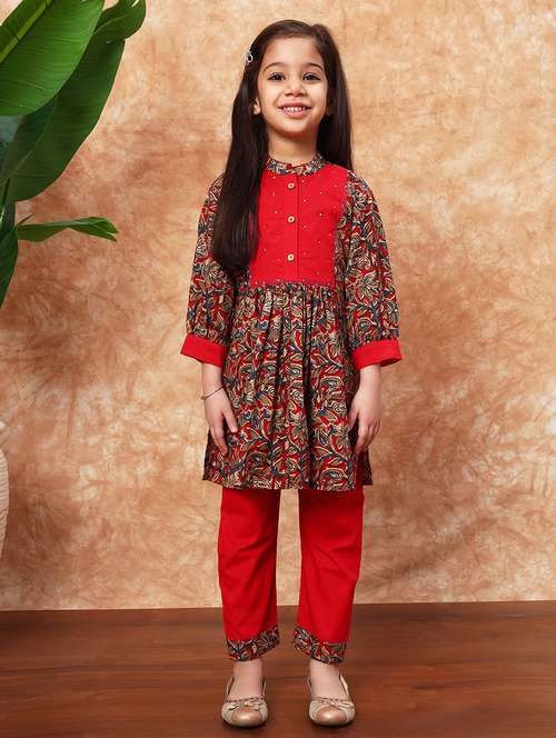 girls printed kurta pant set  - 21719873 -  Standard Image - 0