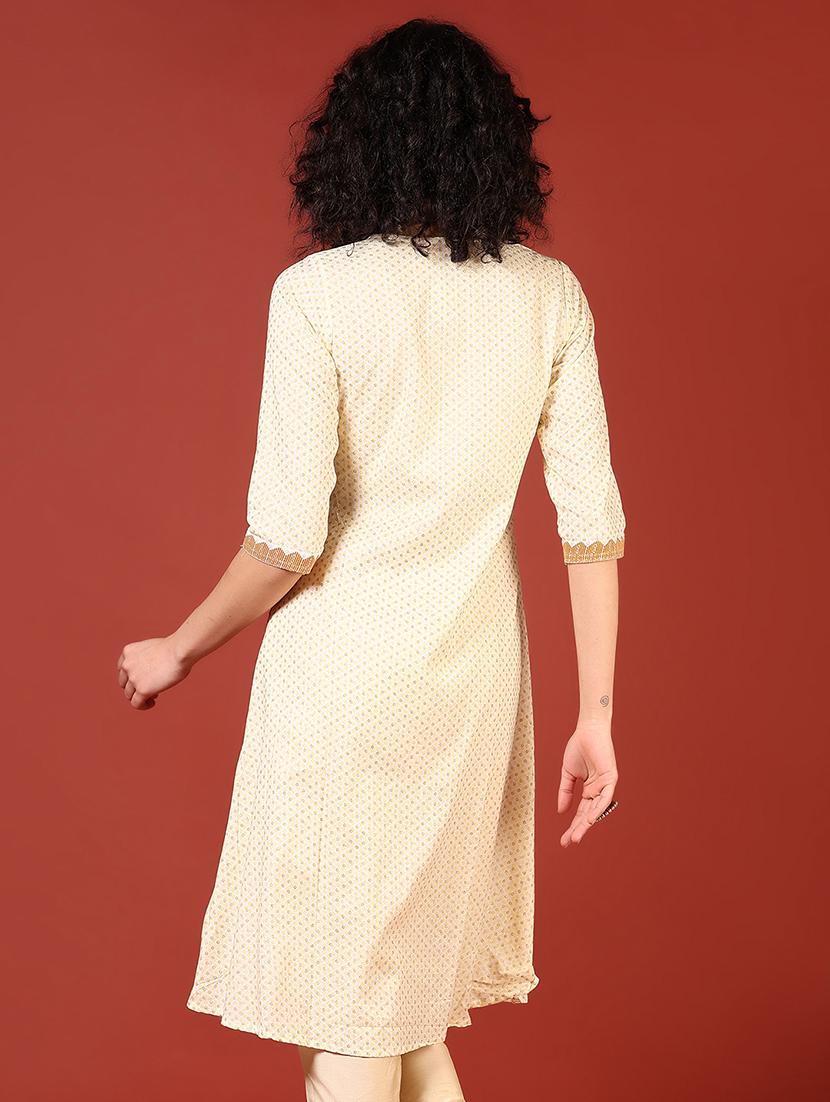 women three quarter sleeve a-line kurta - 21719936 - Standard Image - 2