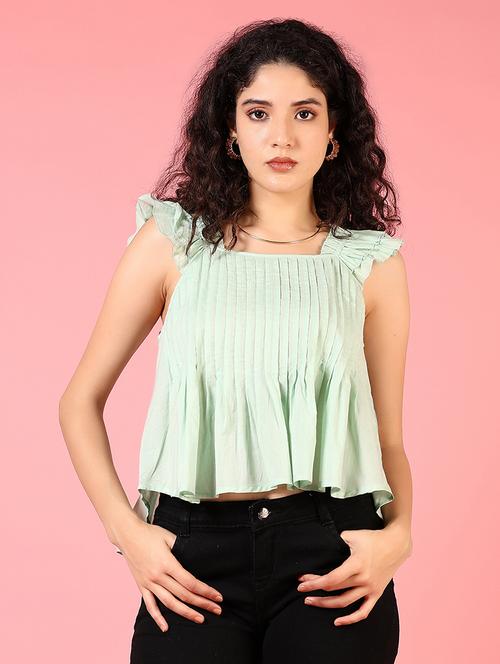 women soild sleeveless peplum top - 21719981 -  Standard Image - 0