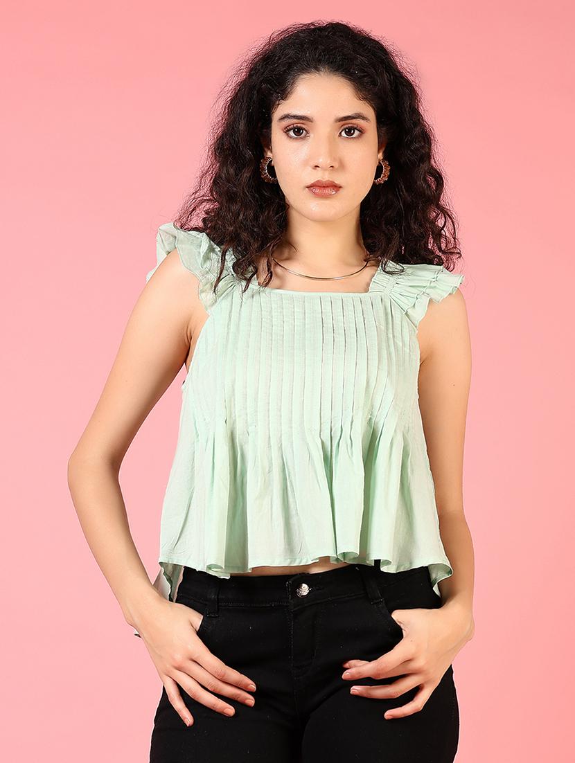 women soild sleeveless peplum top - 21719981 -  Zoom Image - 0