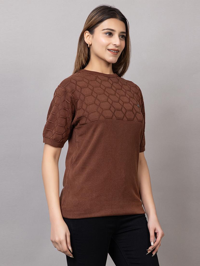 women self design short sleeve t-shirt - 21720082 - Standard Image - 2