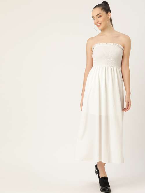 women solid white tube dress - 21720085 -  Standard Image - 0