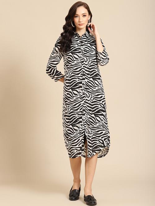 women printed collared shirt dress - 21720092 - Standard Image - 0