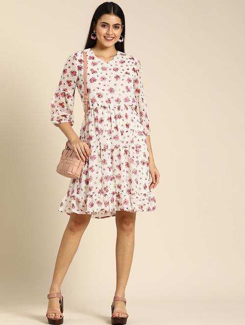 women floralprint puff sleeves tiered dress - 21720116 -  Standard Image - 0