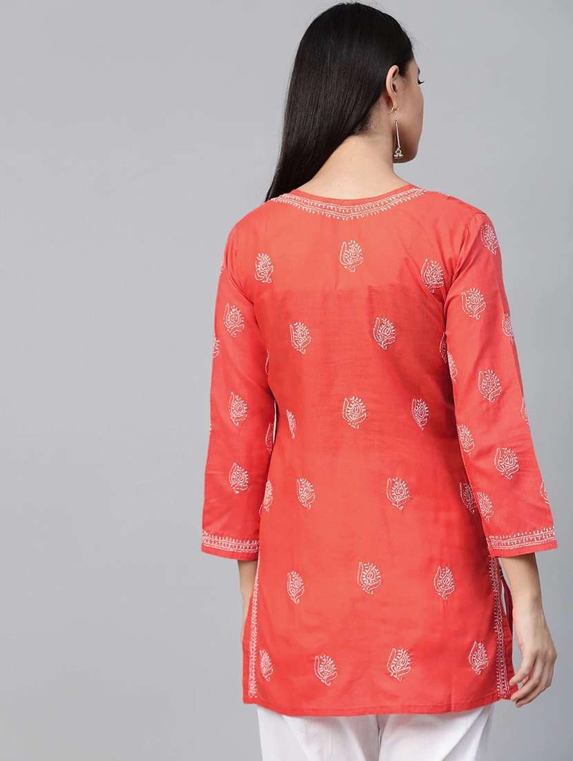 women chikankari long sleeve straight kurti - 21720121 -  Standard Image - 2