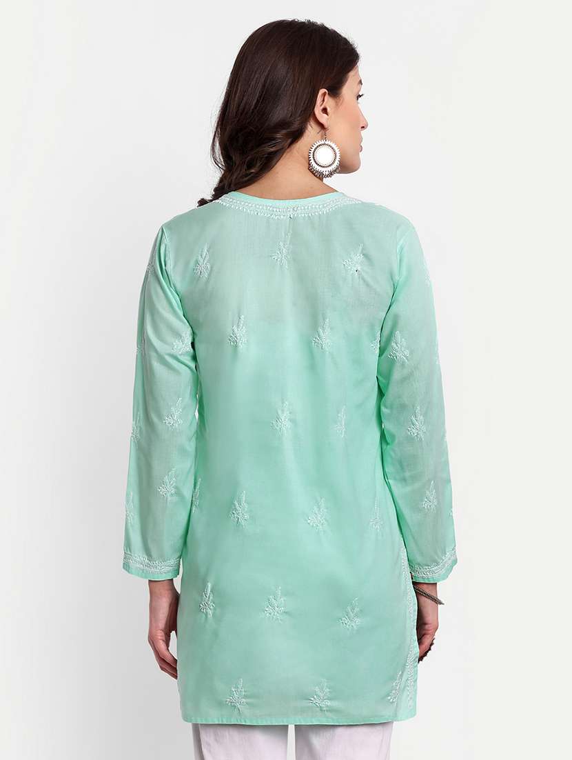 women chikankari long sleeve straight kurti - 21720125 -  Standard Image - 2
