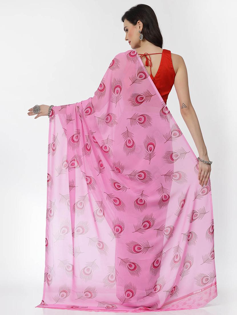 multi colored synthetic printed saree with blouse - 21720155 - Standard Image - 2