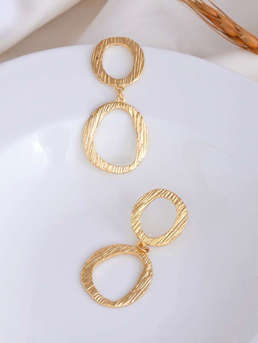 women gold metal drop earrings