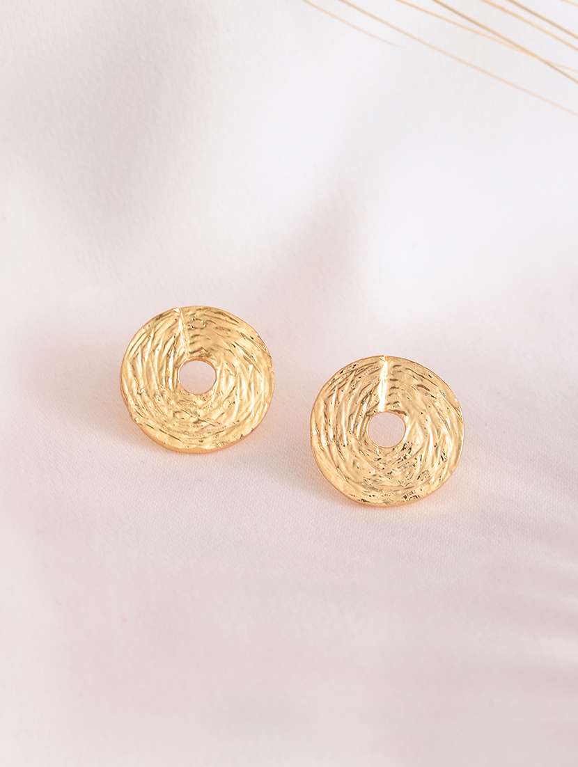 women gold metal studs earrings