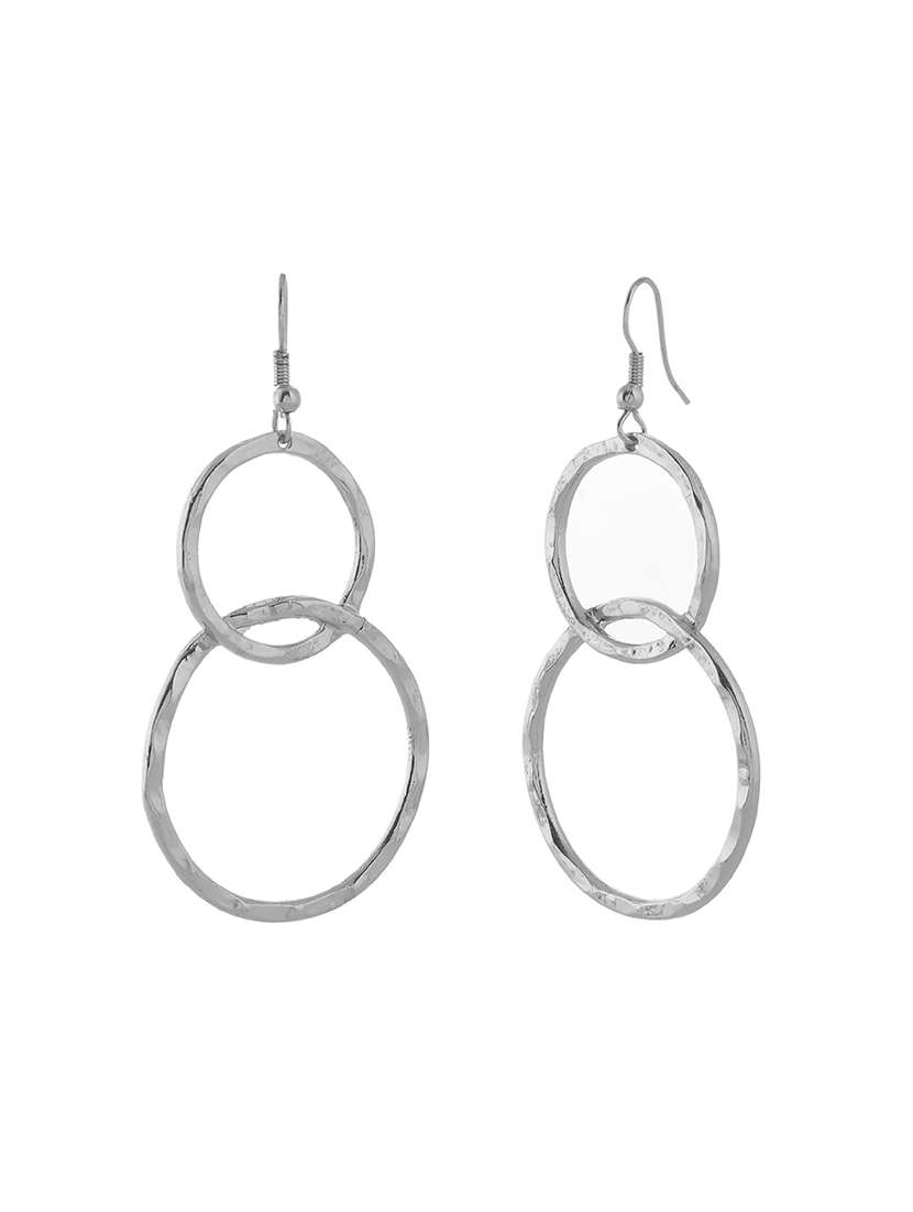 women silver metal drop earrings - 21720283 - Standard Image - 2