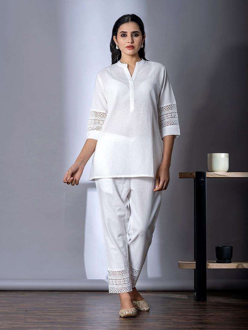 women white solid three quarter sleeve co-ords set - 21720289 -  Standard Image - 2