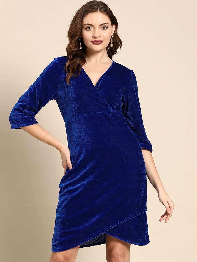 women solid overlap neck sheath dress - 21720314 -  Zoom Image - 0
