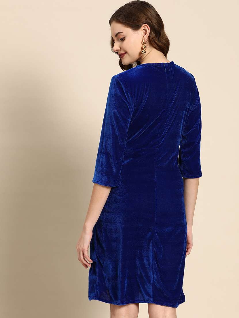 women solid overlap neck sheath dress - 21720314 -  Standard Image - 2