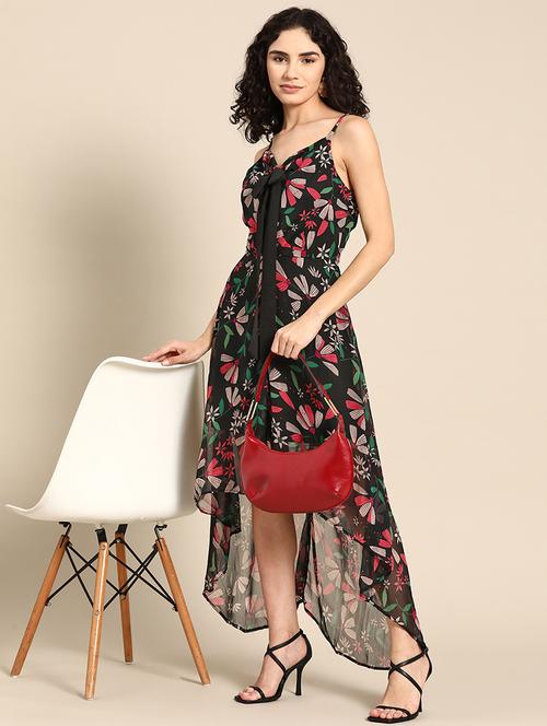 women floral print shoulder strap high low dress - 21720315 - Standard Image - 0